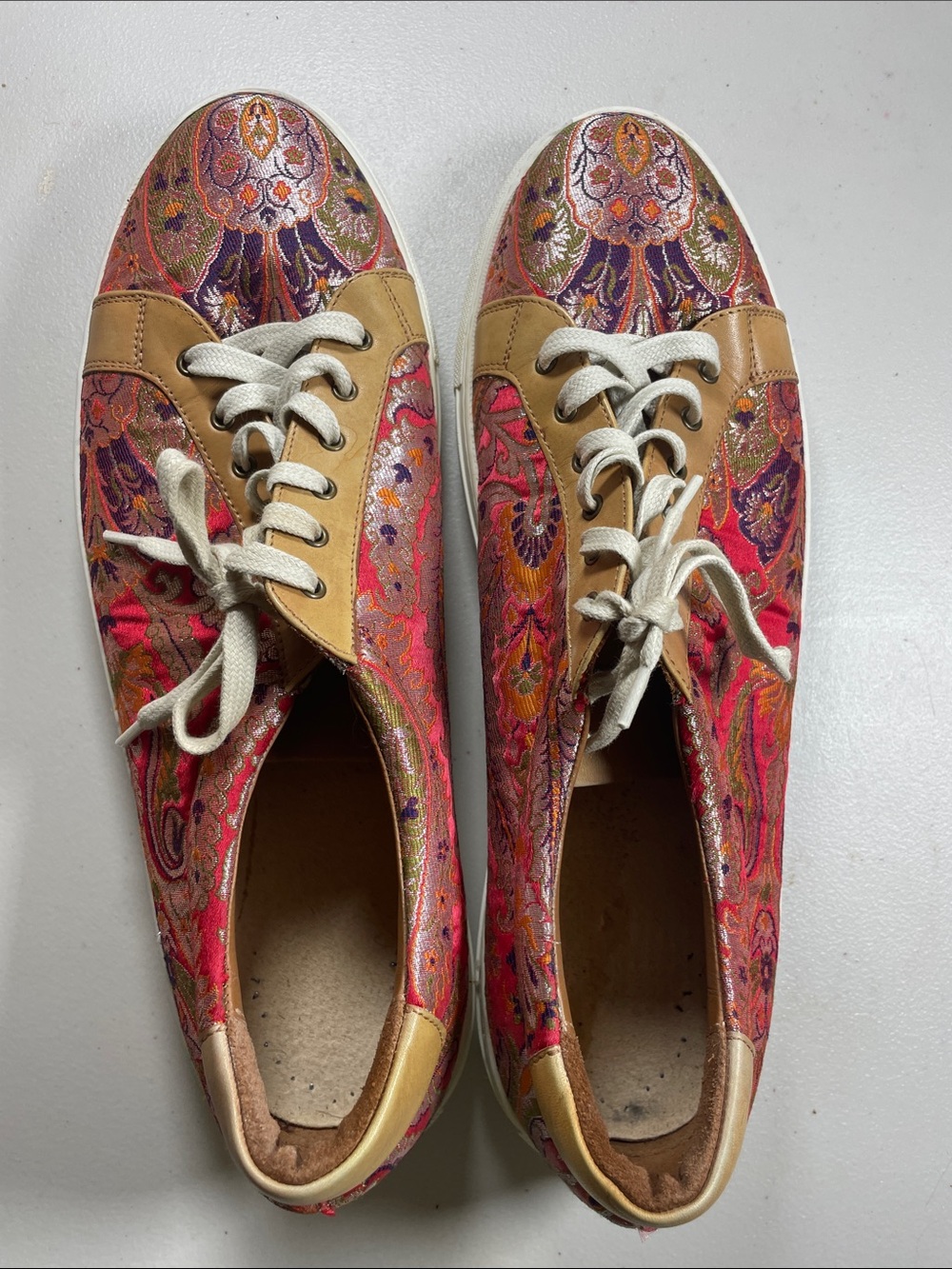 Taft Paisley Low-Top Sneakers in Pink, Purple & Tan